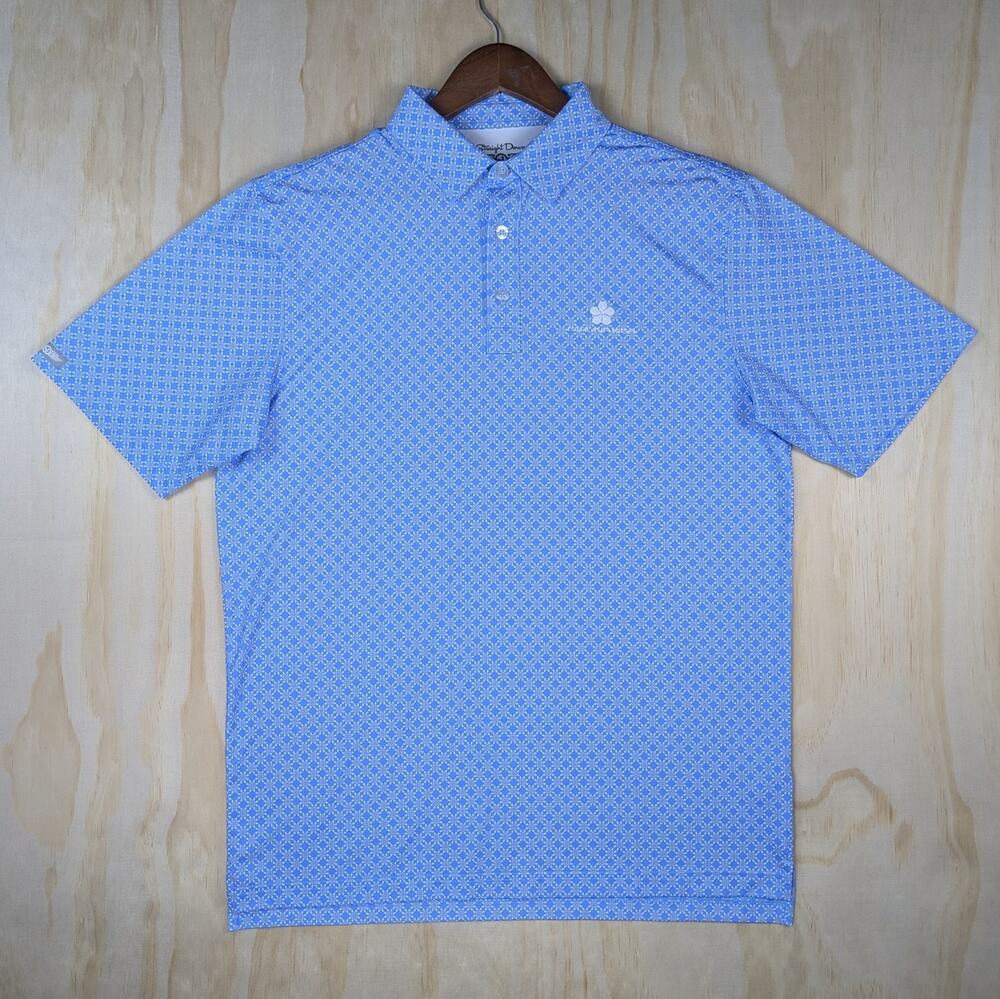 Straight Down Men's Medium Mauna Kea Hawaii Golf Polo Shirt Blue Performance